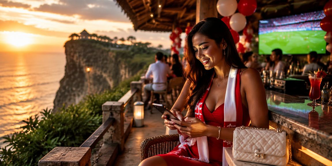 Pengguna memainkan casino mobile di suasana festival Vietnam yang meriah